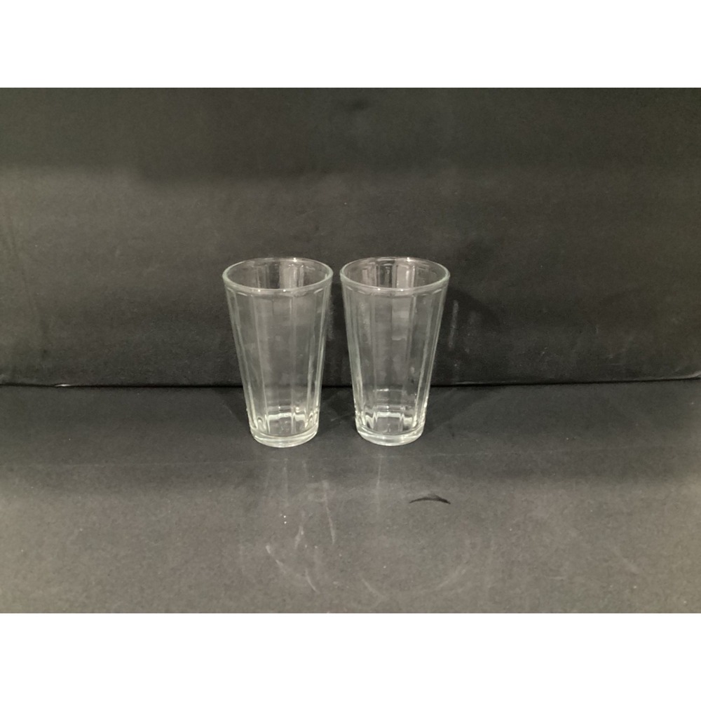 Libbey Tall Paneled Clear Highball Glass Tumbler 6" Tall Set of 2